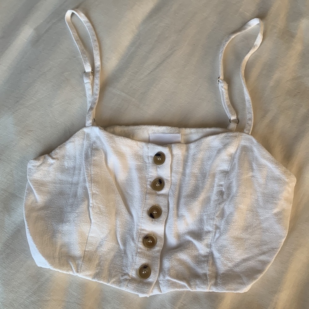 Linen Button Down Crop Top